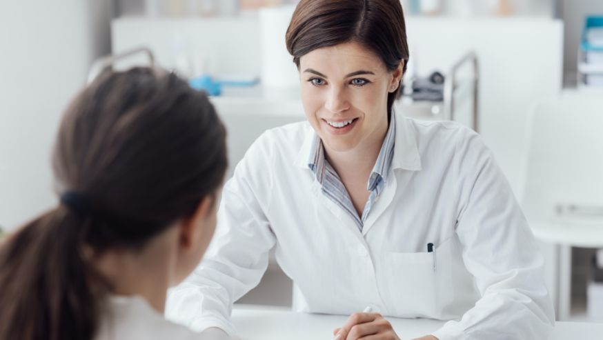 Photo of a patient talking to a doctor